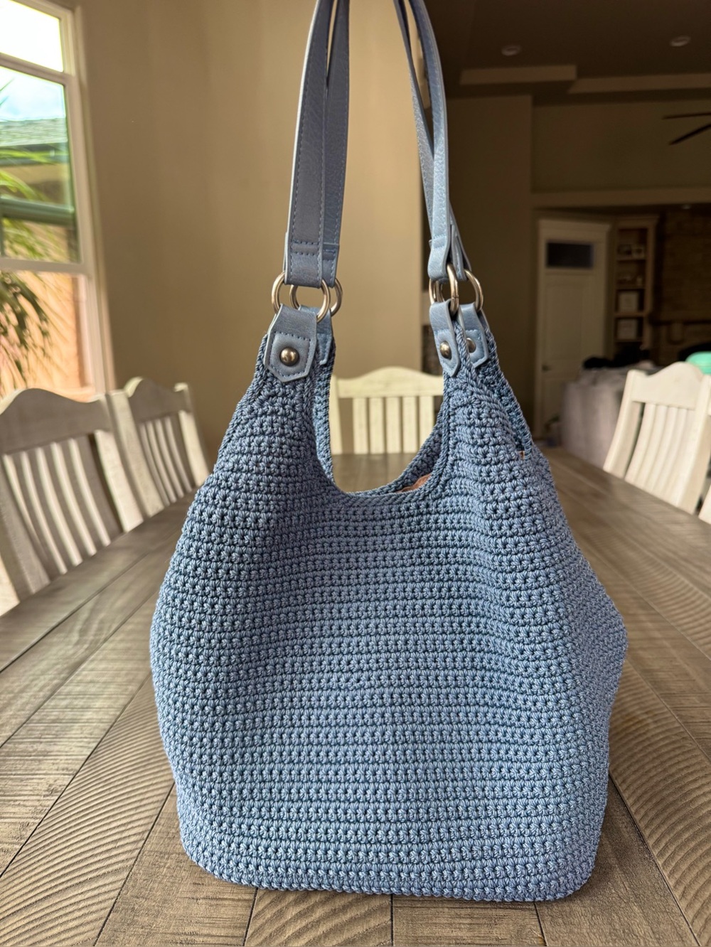 The Sak - Roma Crochet Shopper Boho Periwinkle Tote Bag/Shoulder Bag/Purse